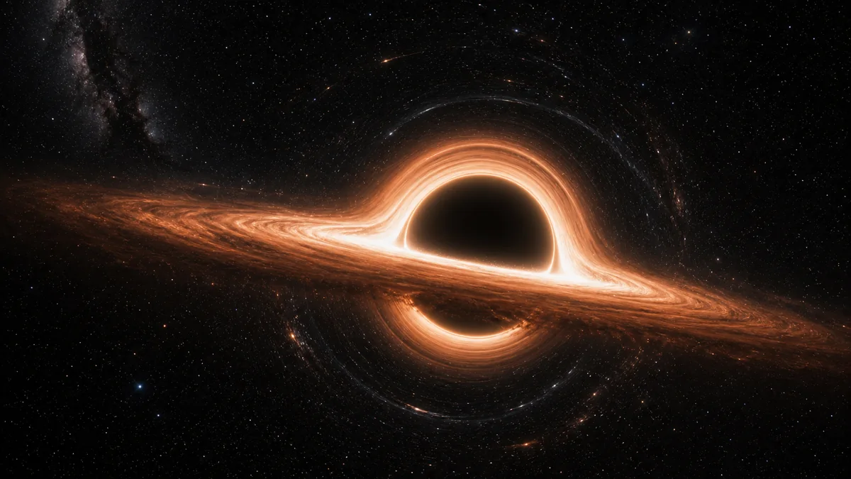 Trou noir supermassif avec disque d accrétion et lentille gravitationnelle